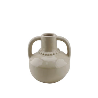 Housevitamin Vase mit Perlenhals - Dolomit- sand- 11x10x12cm