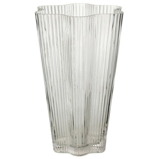 J-Line Glasvase Clara Transparent Groß – Elegante Design Blumenvase aus Glas 26,5 cm