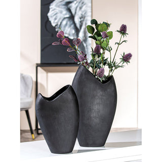 Aluminiumvase Vulkano grau schwarz klein