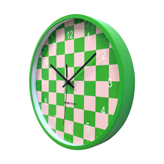 Uhr - Wanduhr - Blockmuster - grün/rosa - 34x4x34cm