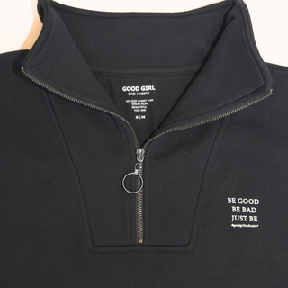 Half Zip Sweat "BE GOOD BE BAD JUST BE" - Mintgreen