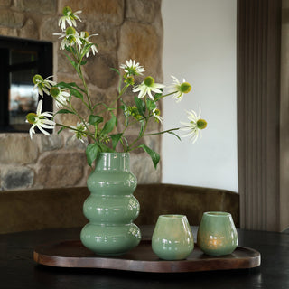 Lomami Glasvase Grün 30 cm – Handgefertigte Designer Vase aus dickem Glas | Vase The World