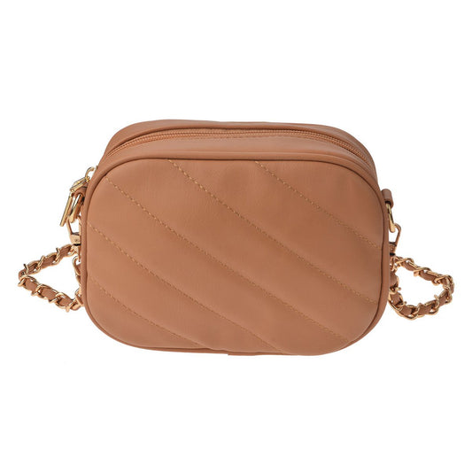 Handtasche Damen Beige, Kunstleder 18x13x7 cm