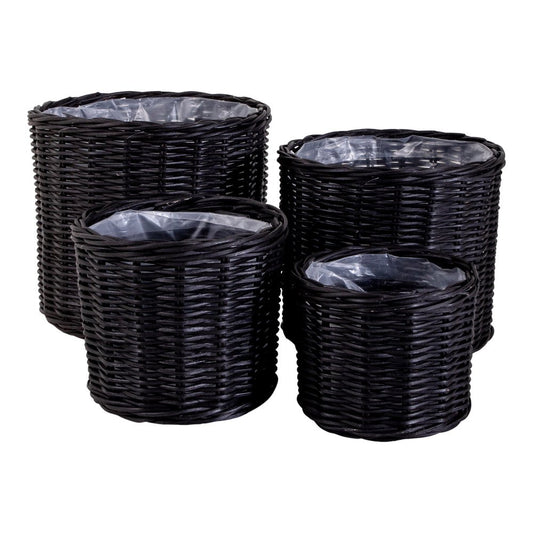 Körbe "Bogor" Rattan schwarz 4er Set