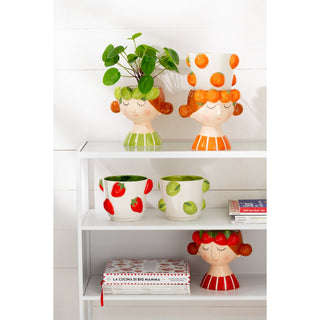 Blumentopf „Orange Girl“ 2er Set Keramik – dekorativer Pflanztopf modern & außergewöhnliche Deko