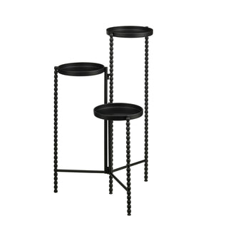 Mica Decorations Salvo Pflanzenständer Schwarz – 3-stufiger Blumenständer aus Eisen, H70 cm – Indoor & Outdoor Pflanzenregal