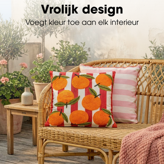 Dekokissen Orange 45x45 cm – Kissen mit Muster & Innenkissen | Mica Decorations Sofakissen Baumwolle für Wohnzimmer & Schlafzimmer