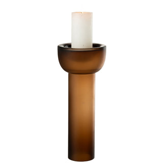 Vase & Kerzenständer Yoko Glas Braun – Großes 2-in-1 Designobjekt von J-Line