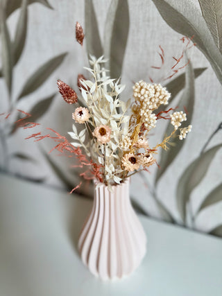 VASE 3D bauchig geriffelt bright beige
