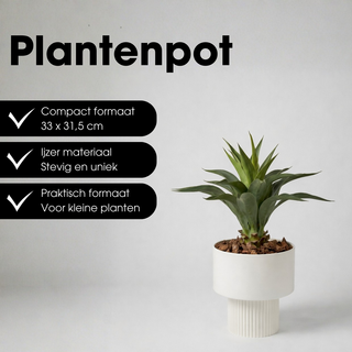 Mica Decorations Lux Blumentopf Ø31,5 cm – Großer Metall Blumentopf in Gebrochenem Weiß, Moderner Pflanztopf für Wohnzimmer & Interior