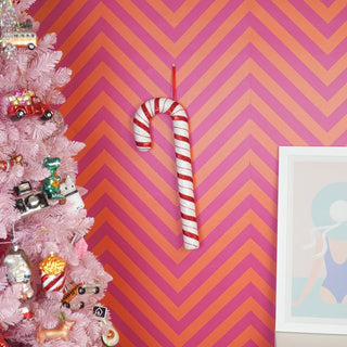 Dekoration – Zuckerstange – Schaumstoff – Weiß/Rot – 52 cm