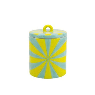 Candy Swirl Dekoglas mit Deckel – Buntes Aufbewahrungsglas im Wirbel-Design | Housevitamin - Gelb/Mint - 11x11x14,5 cm