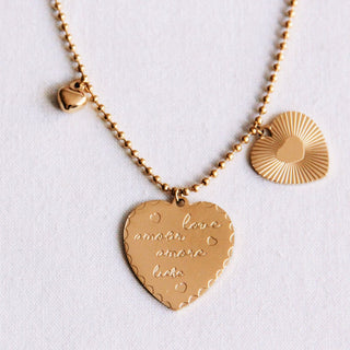 Bazou Statement-Charm-Halskette aus Edelstahl & Gold – Trendige Halskette 42 cm mit Verlängerung für Damen