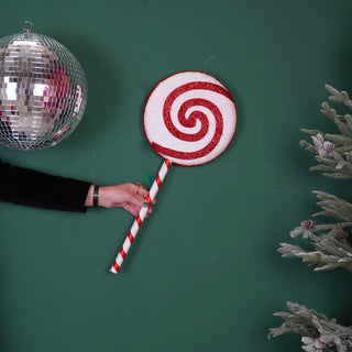 Weihnachtsdekoration - Lolly Pop - Schaumstoff - Weiß/Rot - 25x63cm
