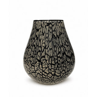 Tasman Elite Marmorvase aus Glas – mundgeblasene Designer Vase in Schwarz, Weiß & Beige – Vase The World Ø20x25cm
