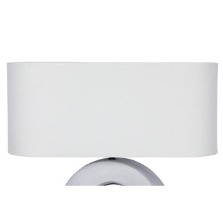 SalesFever Tischleuchte Keramik Blau-Weiß – Handbemalte Design-Tischlampe mit Leinenschirm