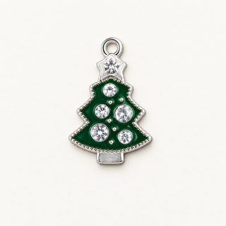 Charm Weihnachtsbaum mit Zirkonia – Silber & Grün 🎄