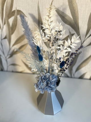 Vase 3D bauchig glatt silbergrau metallic