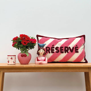 Rosa Keramikvase mit Kirschen – Verspielte Design-Vase L13,7 B12,5 H13,7cm