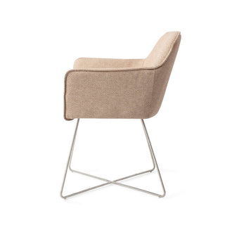Jesper Home Hofu Esszimmerstuhl mit Armlehne – moderner Polsterstuhl in Braun & Beige