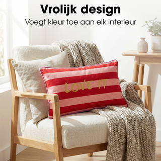 Dekokissen LOVE IT Rot Rosa – modernes Zierkissen Sofa & Wohnzimmer Deko 55x35 cm