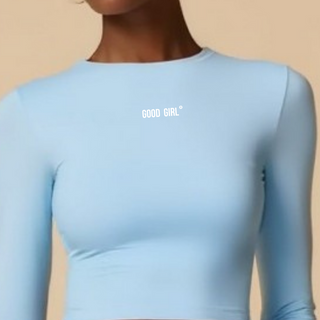 Longsleeve Crop Top „GOOD GIRL® / BAD HABITS“ – Stretch-Material für Workout & Streetstyle | GOOD GIRL BAD HABITS