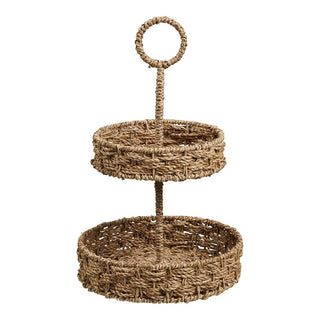 Rifbjerg Tablett aus Seegras Ø25 x 40,5 cm – Natürliches Dekotablett & Serviertablett im skandinavischen Boho Stil