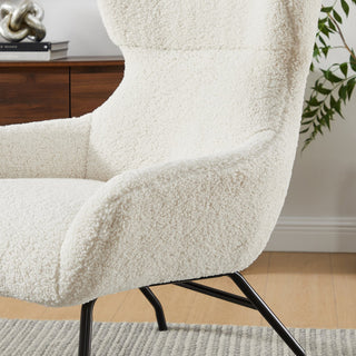 SalesFever Sessel mit Hocker – Teddyfell Loungesessel Set