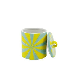 Candy Swirl Dekoglas mit Deckel – Buntes Aufbewahrungsglas im Wirbel-Design | Housevitamin - Gelb/Mint - 11x11x14,5 cm