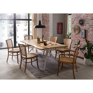 Teak Armlehnstuhl mit Wiener Geflecht – Handgefertigter Kaffeehausstuhl aus Naturholz