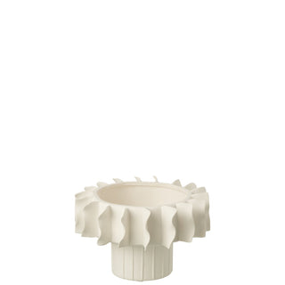 J-Line Keramikvase Weiß 14 cm – Runde Design Blumenvase aus Keramik für Tisch & Dekoration