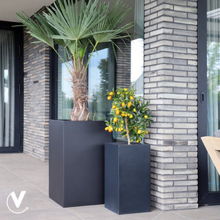 Michigan Pflanzentopf Schwarz – hohe moderne Bodenvase für Pflanzen & stilvolle Wohnaccessoires