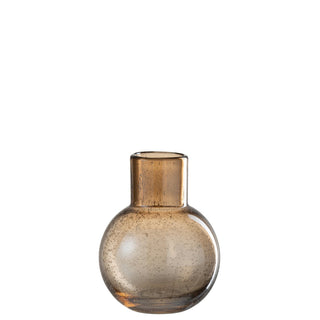 Braune Glasvase von J-Line – Elegante Vase aus Glas für Blumen & Wohnaccessoires, 19 cm