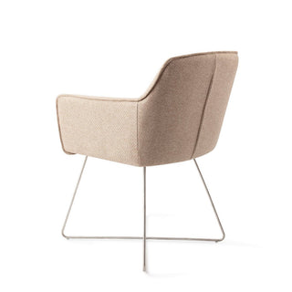 Jesper Home Hofu Esszimmerstuhl mit Armlehne – moderner Polsterstuhl in Braun & Beige