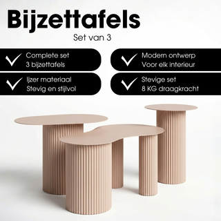 Mica Decorations Lux Beistelltisch Set Braun – 3er Set Organische Couchtische aus Eisen – Moderne Design Satztische