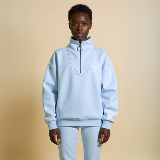 Half Zip Sweat "BE GOOD BE BAD JUST BE" - Mintgreen