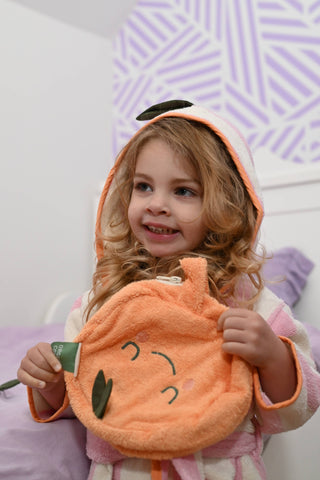 Baby-Bademantel Mandy Mandarine aus Frottee-Baumwolle