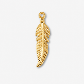 Feder Anhänger Gold | 26 × 7 mm