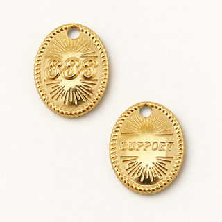 Engelszahl 333 Charm „Support“ – Edelstahl-Anhänger in Gold oder Silber