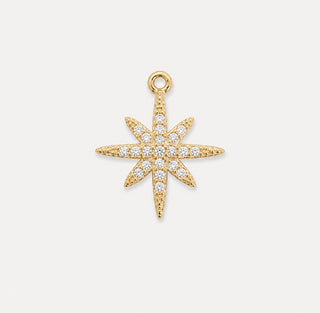 Goldener Strass Anhänger in Sternform 15 × 13 mm auf neutralem Hintergrund