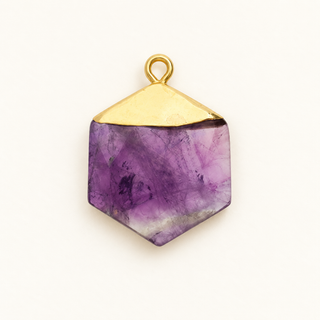 Wish Keeper Naturstein-Charm „Amethyst“ – Hexagon Gold