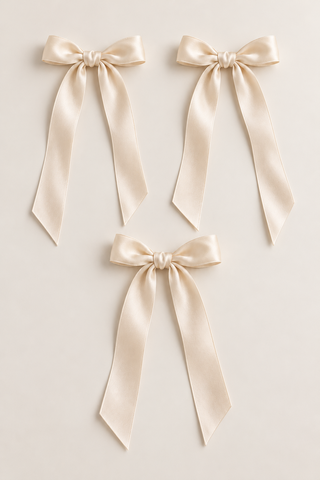 Satinschleifen mit langen Bändern – Beige, 3er-Set