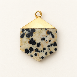 Wish Keeper Naturstein-Charm „Dalmatiner-Jaspis“ – Hexagon Gold