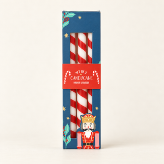 Set aus 3 Weihnachtskerzen mit Zuckerstangenstreifen