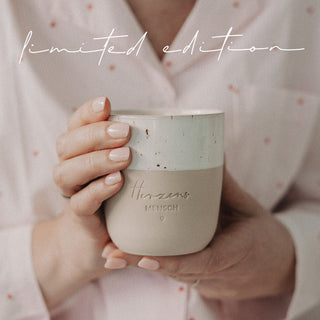 Eulenschnitt Becher Steingut “Herzensmensch” Limited Edition