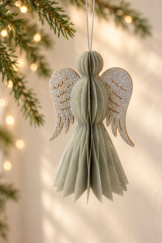 Papierengel zum Aufhängen – Grau/Silber | 12 & 14 cm