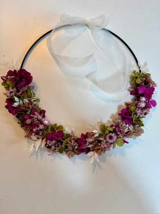 Blumenring aus Trockenblumen Hortensien