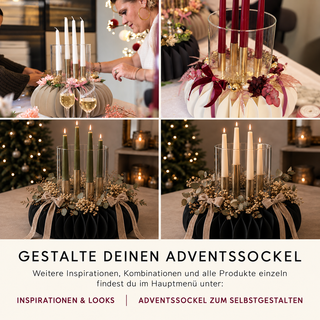 DIY Adventskranz Set mit Sockel, Glas & Kerzenhalter – Kreativset für moderne Adventsdekoration