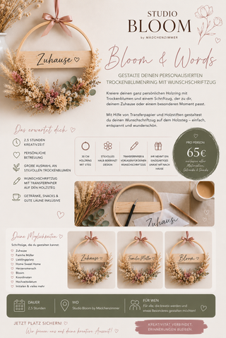 Bloom & Words Workshop – Personalisierten Trockenblumenring mit Wunschschriftzug gestalten