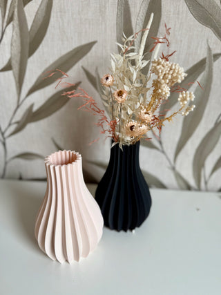 VASE 3D bauchig geriffelt bright beige
